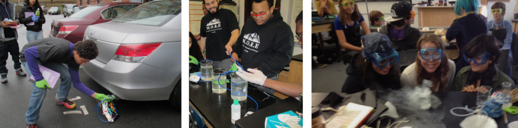 Students capture car exhaust which they turn into the raw material for making cement and concrete. This original chemistry/engineering lab, based on a process learned from coral reefs, shows students that humankind can make carbon negative building materials literally out of atmospheric carbon dioxide, no mining required.